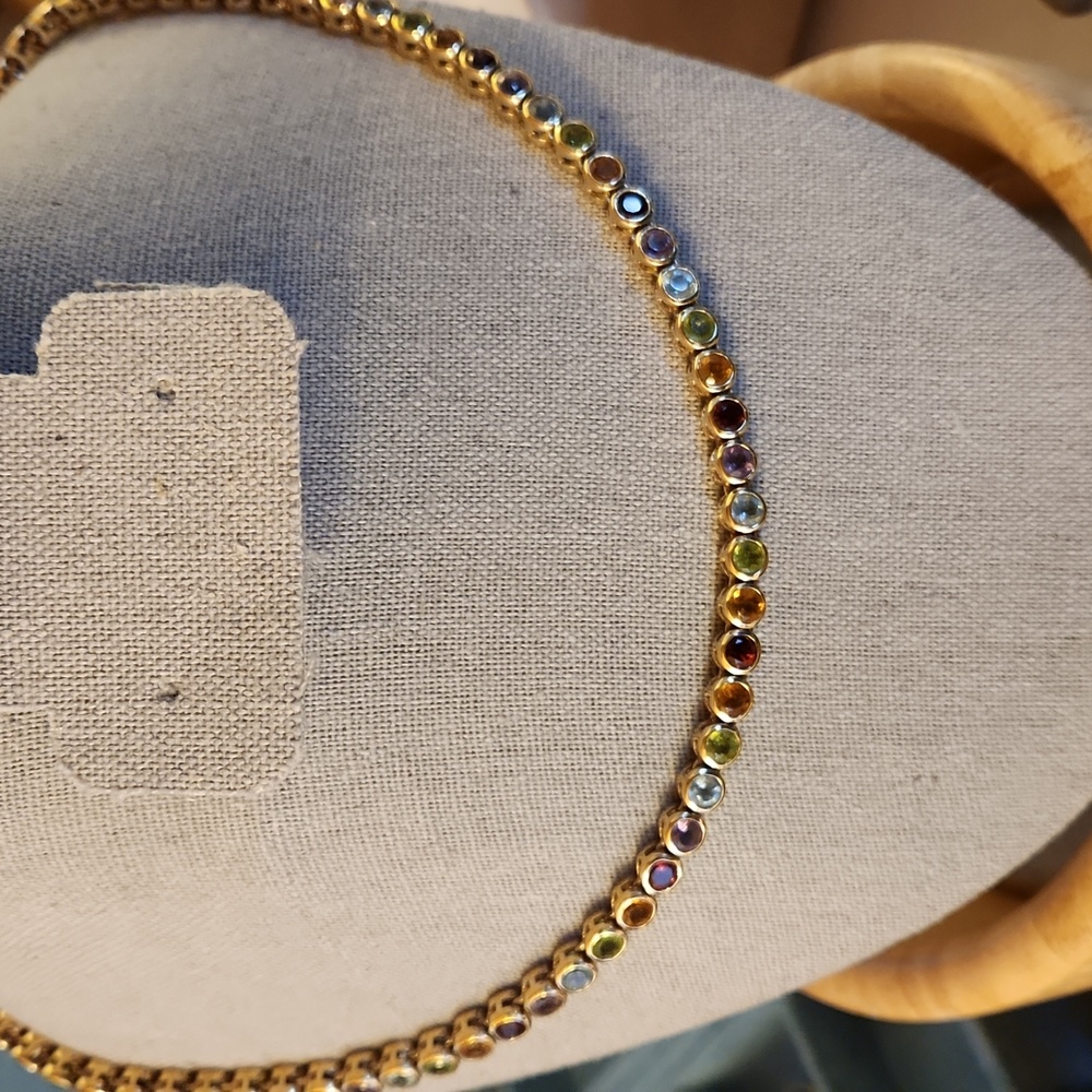 16" Sterling Silver necklace with semiprecious stones